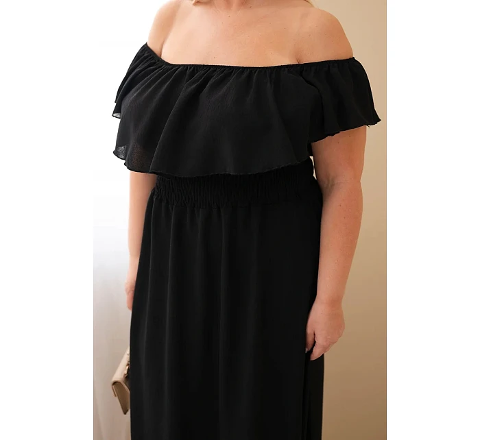 Dámské šaty Plus Size s volánkem a elastickým pasem černá