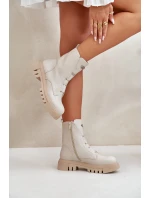 Zateplené boty pro ženy na zip z eko kůže světle béžové model 21670042 - Boto