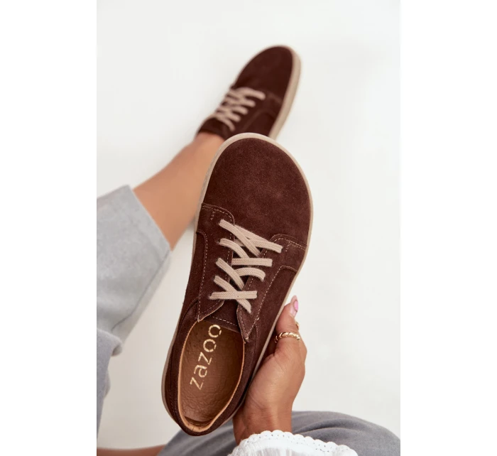 model 21712724 typu barefoot z přírodního semiše 314 čokoládové - Zazoo