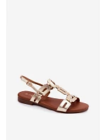 Dámské sandály Ploché Zlaté model 22133805 - S.Barski