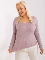 Svetloružový melanžový sveter vo väčšej veľkosti