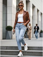 Dámske džínsy balónového strihu s cargo vreckami modré FashionStreet UY2923
