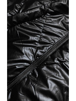 Čierna dámska bunda so striebornou kapucňou (RQW-7008)