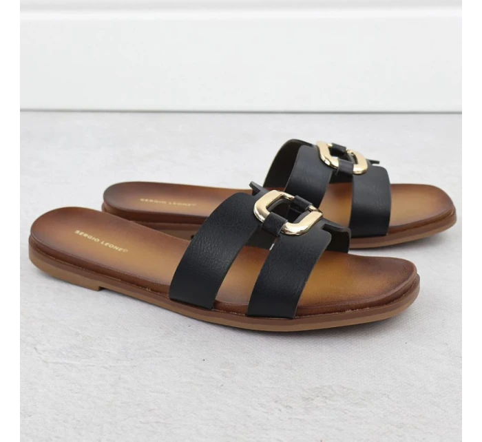 Dámske žabky s ornamentom čierne Sergio Leone SK077H