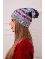 Fleecová čiapka Klaudia K255 ružová+tmavo šedá Fleecová čiapka Klaudia K255 ružová+tmavo šedá