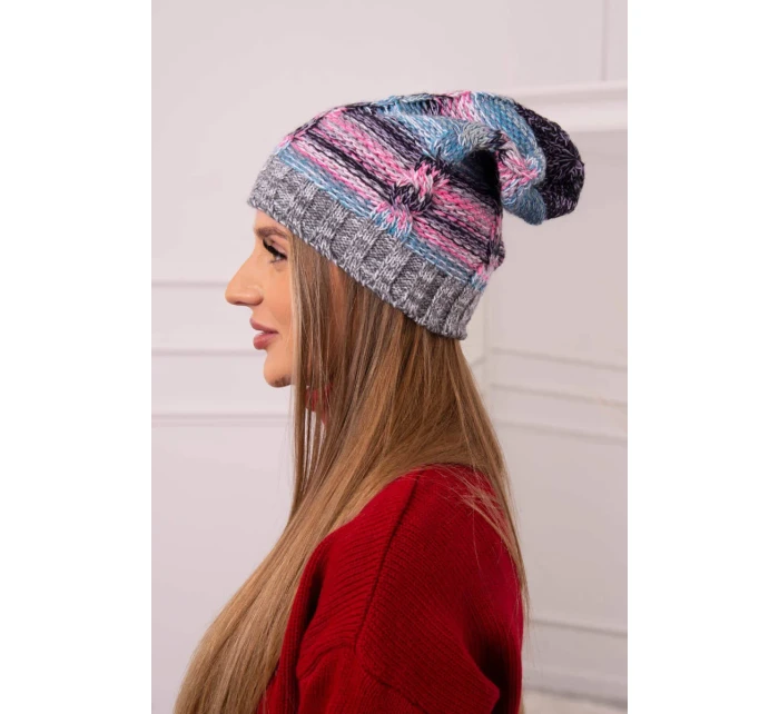 Fleecová čiapka Klaudia K255 ružová+tmavo šedá Fleecová čiapka Klaudia K255 ružová+tmavo šedá