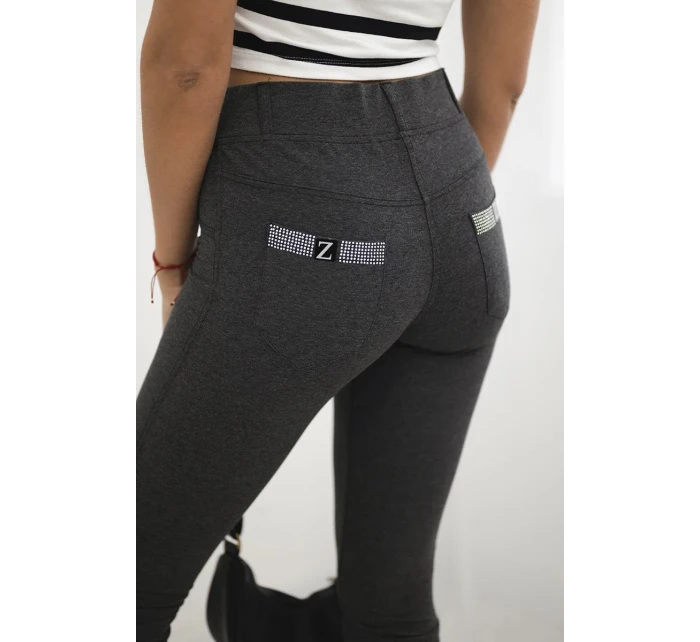 Bavlnené nohavice so zirkónmi na zadných vreckách graphite Bavlnené nohavice so zirkónmi na zadných vreckách graphite