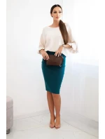 Dámská sukně z úpletu mořská model 21407187 - K-Fashion Dámská sukně z úpletu mořská model 21407187 - K-Fashion