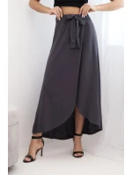 Dámska bavlnená maxi sukňa so zaväzovaním graphite