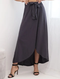 Dámská bavlněná maxi zavinovací sukně se zavazováním grafitová