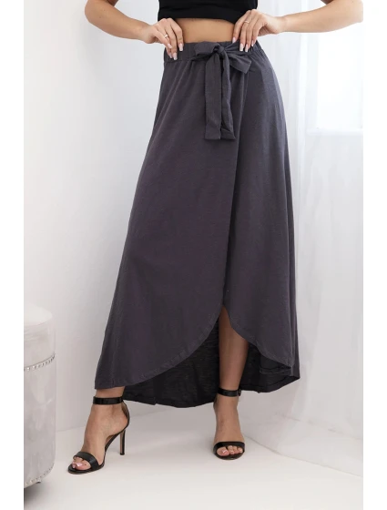 Dámska bavlnená maxi sukňa so zaväzovaním graphite