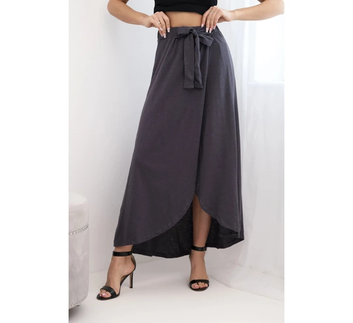 Dámska bavlnená maxi sukňa so zaväzovaním graphite