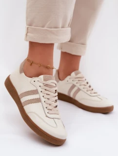 Zazoo N1068 Kožené Nízké Dámské Tenisky Béžové