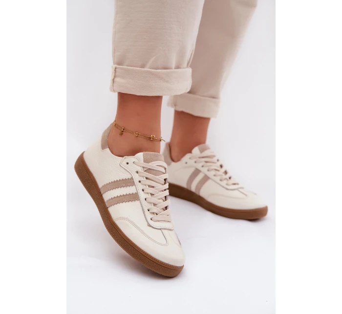 Zazoo N1068 Kožené Nízké Dámské Tenisky Béžové Zazoo N1068 Kožené Nízké Dámské Tenisky Béžové