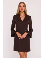 model 21296033 Šaty s širokými manžetami hnědé - Moe