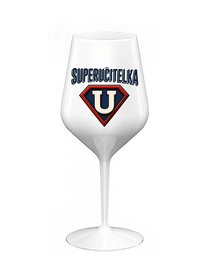 SUPERUČITELKA (MARK) - biely nerozbitný pohár na víno 470 ml SUPERUČITELKA (MARK) - biely nerozbitný pohár na víno 470 ml