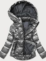 Šedá dámska bunda s kapucňou (B8007-70)