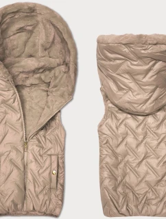 Dámská vesta ve špinavě růžové barvě s kožešinovou podšívkou model 21389980 - S'WEST