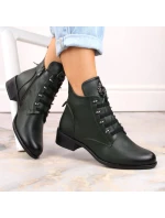 Jezzi W JEZ412B zelené zateplené čižmy s plochým podpätkom Jezzi W JEZ412B zelené zateplené čižmy s plochým podpätkom