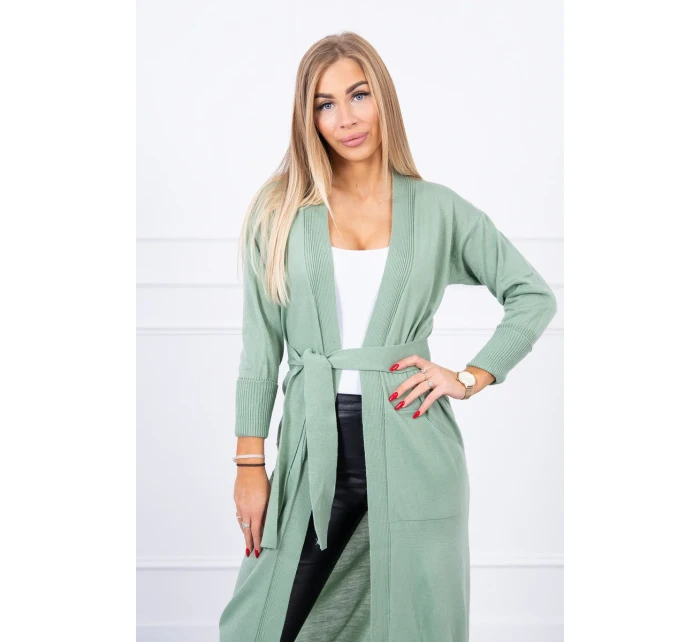 Svetr dlouhý svetr model 18748009 v pase tmavě mátový - K-Fashion