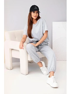 Dámska bavlnená blúzka s krátkym rukávom a tepláky Grey