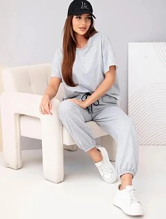 Dámska bavlnená blúzka s krátkym rukávom a tepláky Grey