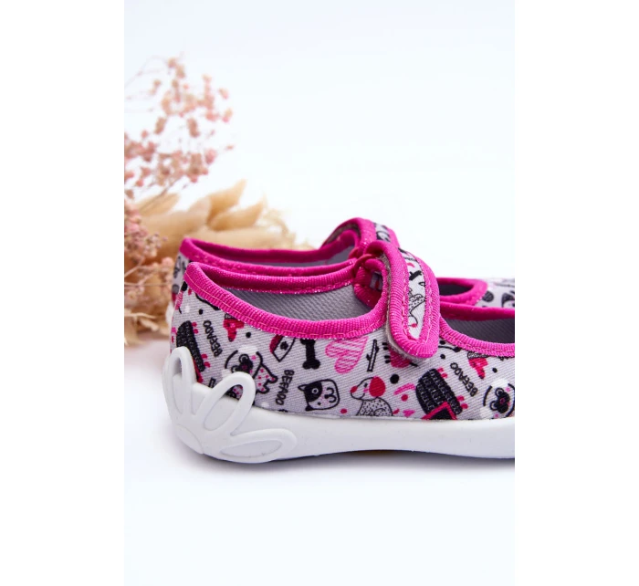 Dziecięce Papcie Baleriny Befado 114X521 Szaro-Różowe