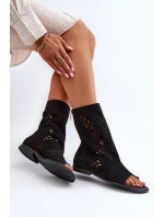 Zazoo 3437 Damskie Zamszowe Sandały Z Cholewką Na Zamek Czarne Zazoo 3437 Damskie Zamszowe Sandały Z Cholewką Na Zamek Czarne