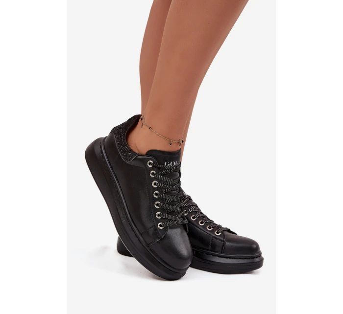 Dámské tenisky z pravé kůže model 21711761 Černé - Goe Dámské tenisky z pravé kůže model 21711761 Černé - Goe