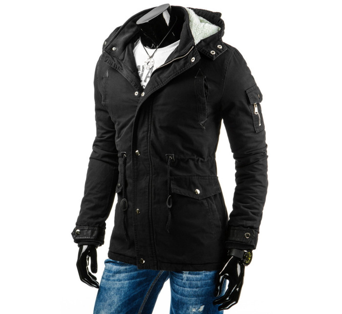 Pánska prešívaná zimná bunda s odnímateľnou kapucňou čierna - Čierna / XXL - DSTREET