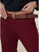 Dámske nohavice chinos s opaskom ELEGANTENO bordová FashionStreet UY2256 Dámske nohavice chinos s opaskom ELEGANTENO bordová FashionStreet UY2256