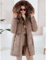Dámská zimní bunda parka s kapucí tmavě béžová Dstreet model 21991282 - FashionStreet