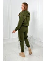 Set 3 v 1 mikina + top + kalhoty khaki Set 3 v 1 mikina + top + kalhoty khaki