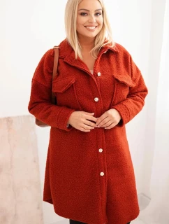 Dámský kabát Plus Size s vlnou na knoflíky s kapsami a límcem model 21466224 - K-Fashion