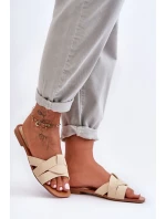 Damskie Materiałowe Klapki Beżowe Aversa Damskie Materiałowe Klapki Beżowe Aversa