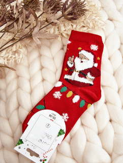 Dámske ponožky so Santa Clausom červené