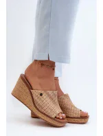 Dámske papuče Sergio Leone na klinoch Beige