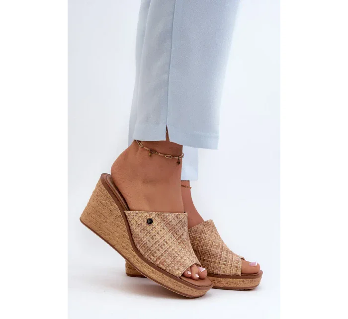 Dámske papuče Sergio Leone na klinoch Beige