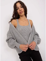 Dvojdielna súprava top + sveter sivá (8019) Dvojdielna súprava top + sveter sivá (8019)