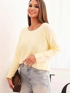 Dámský svetr z viskózy s dlouhým rukávem a kulatým výstřihem žlutý