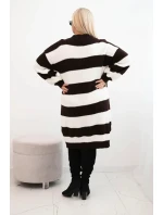 Dámske Plus veľkosť sveter šaty pruhy hnedá