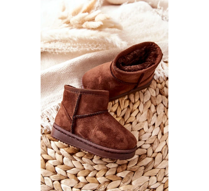 Dziecięce Ocieplane Botki Śniegowce Brązowe Gooby