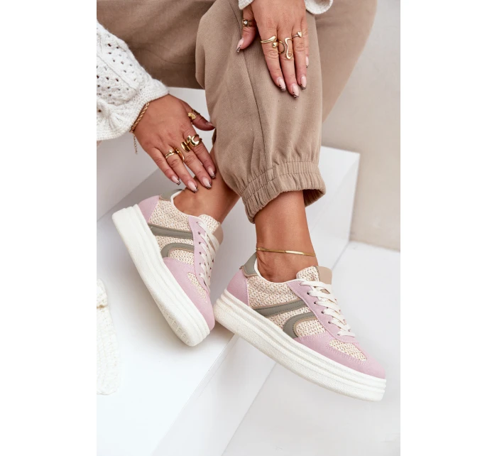 Sneakersy Damskie Z Plecionką Na Platformie Multikolor Lesida Sneakersy Damskie Z Plecionką Na Platformie Multikolor Lesida