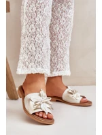 Klapki Z Ozdobą Skóra Naturalna Zazoo 3667 Złoty Przecierany Klapki Z Ozdobą Skóra Naturalna Zazoo 3667 Złoty Przecierany