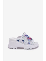 Skórzane Klapki Damskie Na Koturnie Artiker 56C0428 Białe