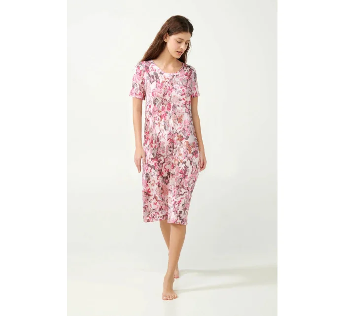 Kvetinová nočná košeľa 21047 ružová - Vamp