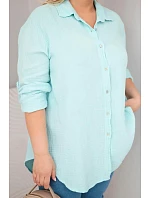 Bavlnená mušelínová košeľa Plus Size 65622 Mint - Kesi Bavlnená mušelínová košeľa Plus Size 65622 Mint - Kesi
