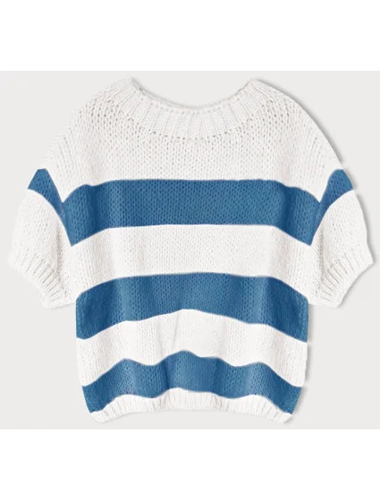 Dámsky voľný modrý pruhovaný sveter (761ART) Dámsky voľný modrý pruhovaný sveter (761ART)