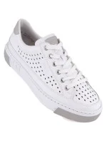 Rieker W RKR642 biele kožené ažurové topánky