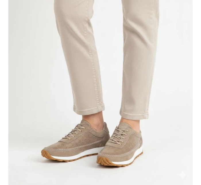 Dámske semišové kožené poltopánky svetlohnedé Sergio Leone SP001